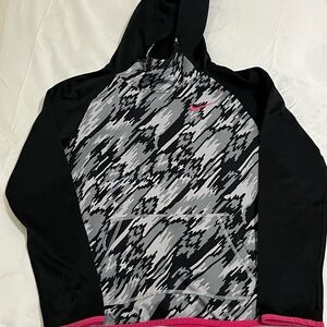 Nike Dri-FIT Black White Pink Logo Girls Size Large 14/16